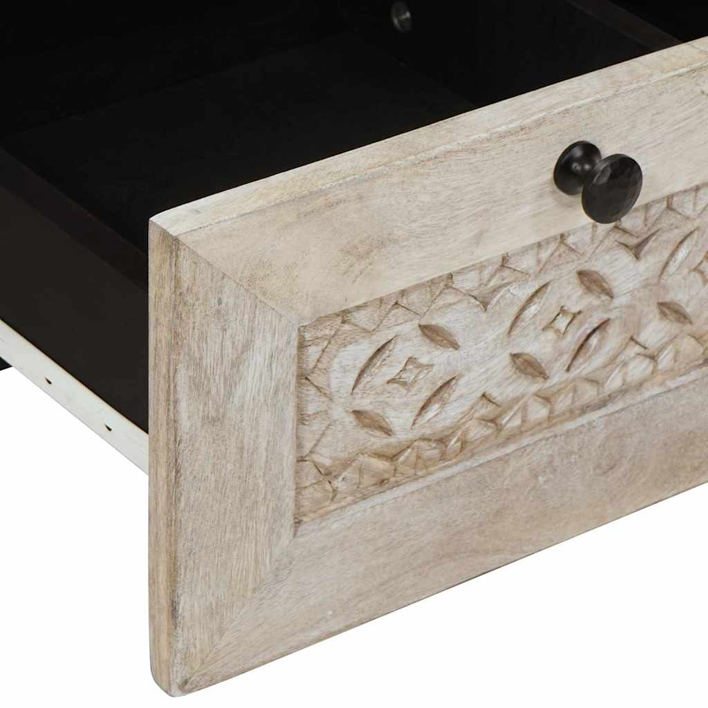 TV szekrény Fehérre fehérített 100 x 33 x 46 cm Tömör Mangófát