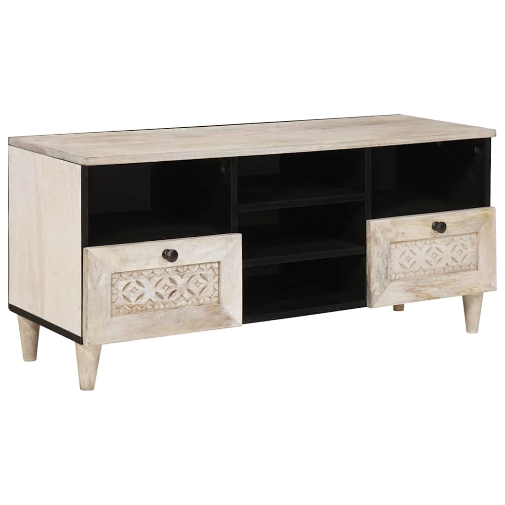 TV szekrény Fehérre fehérített 100 x 33 x 46 cm Tömör Mangófát