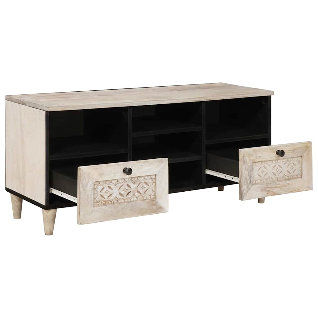 TV szekrény Fehérre fehérített 100 x 33 x 46 cm Tömör Mangófát
