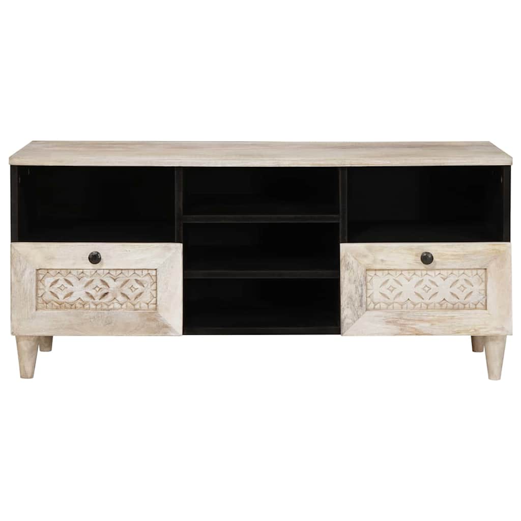 TV szekrény Fehérre fehérített 100 x 33 x 46 cm Tömör Mangófát