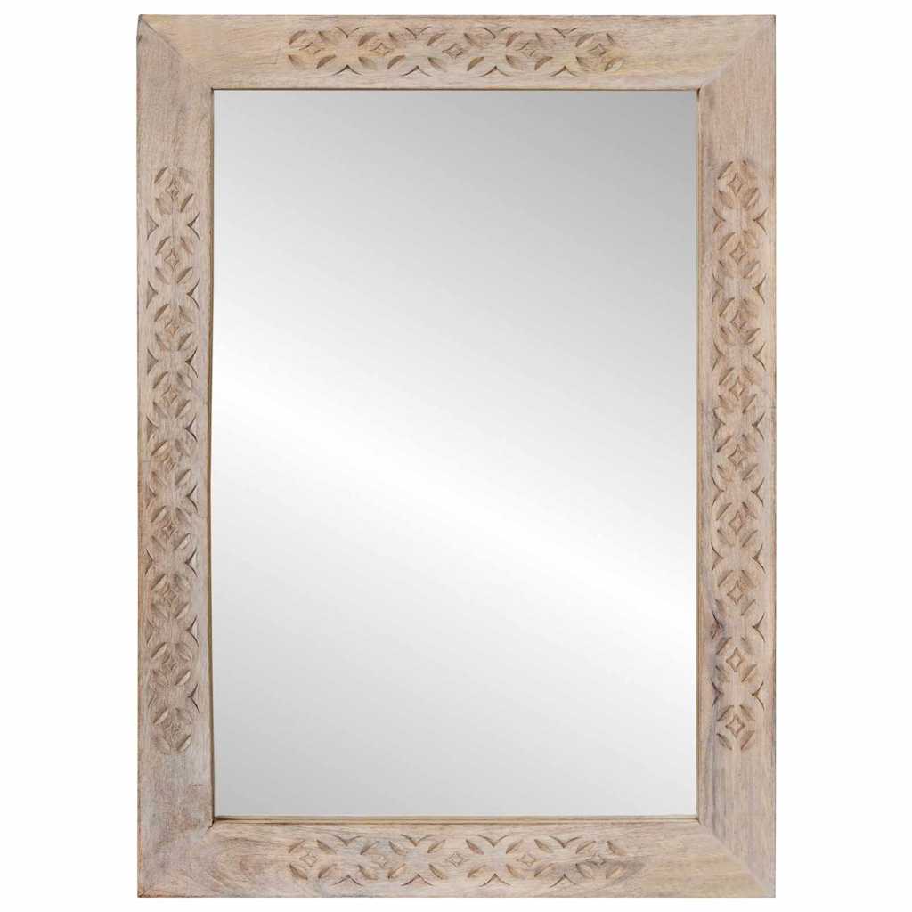 fali tükör Fehérre fehérített 70 x 50 cm Szerelt fa és Üveg
