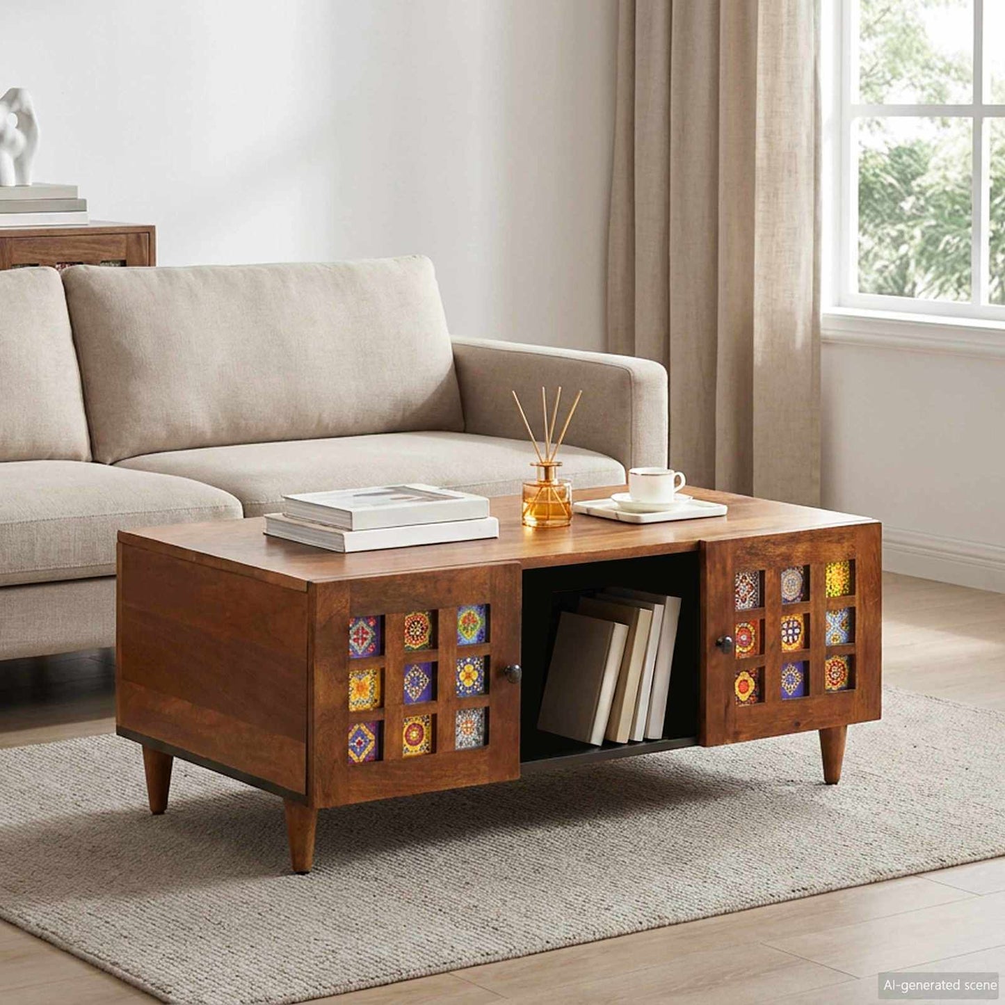 Dohányzóasztal Barna 100 x 54 x 40 cm Tömör Mangófát