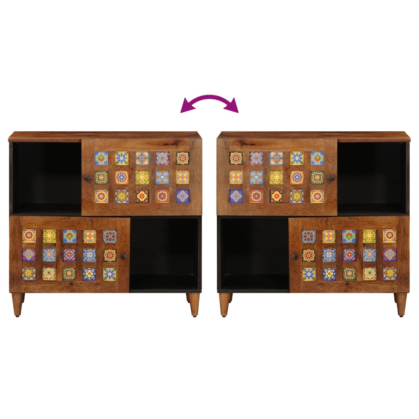 Széf tárolóval ajtóval Dió 80 x 33 x 75 cm Tömör Mangófát