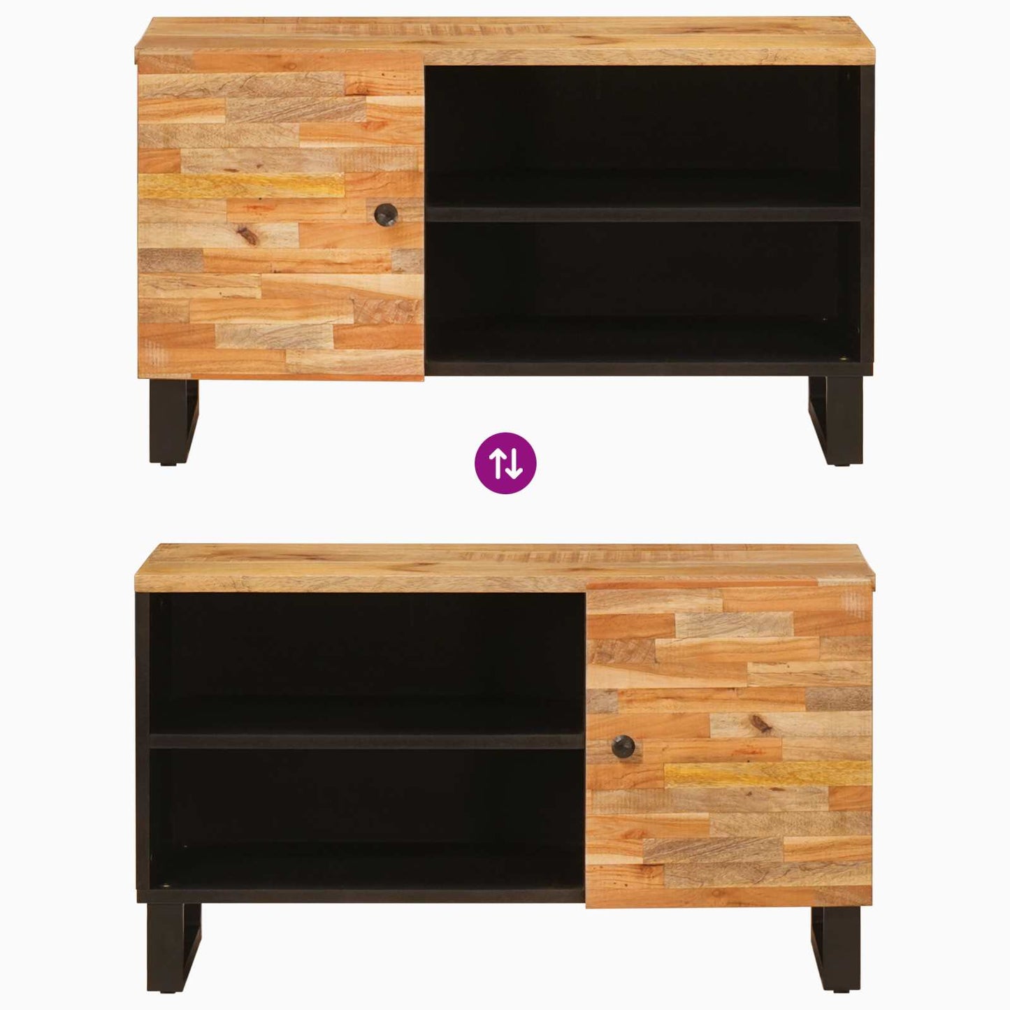 TV szekrény polcokkal Barna 80 x 33 x 46 cm Tömör Mangófát