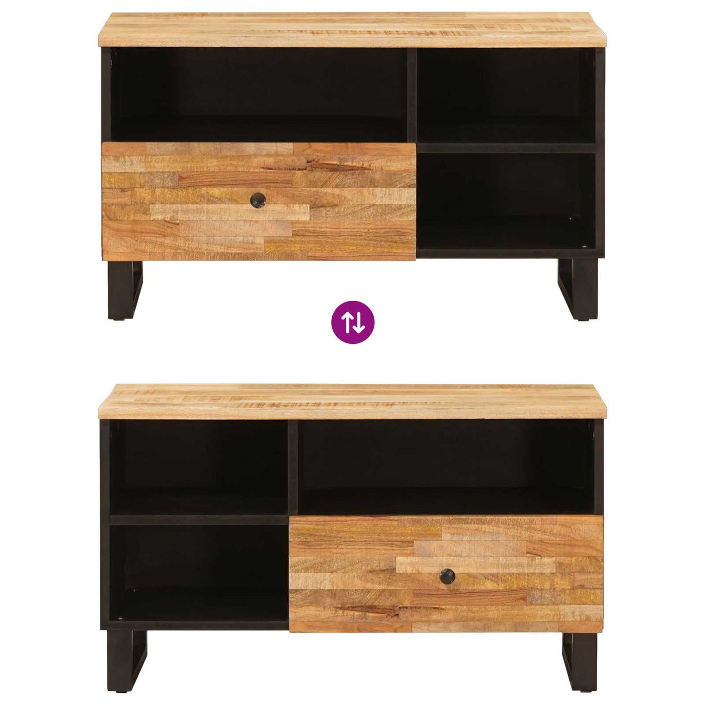 TV szekrény fiókkal Barna 80 x 33 x 46 cm Tömör Mangófát