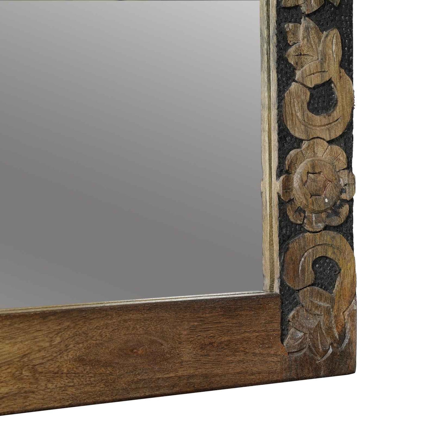 Fali tükör Walnut barna 70 x 50 cm Szerelt fa és Üveg