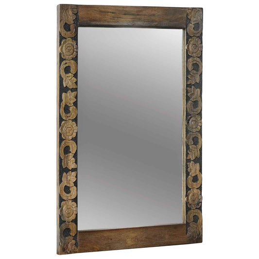 Fali tükör Walnut barna 70 x 50 cm Szerelt fa és Üveg