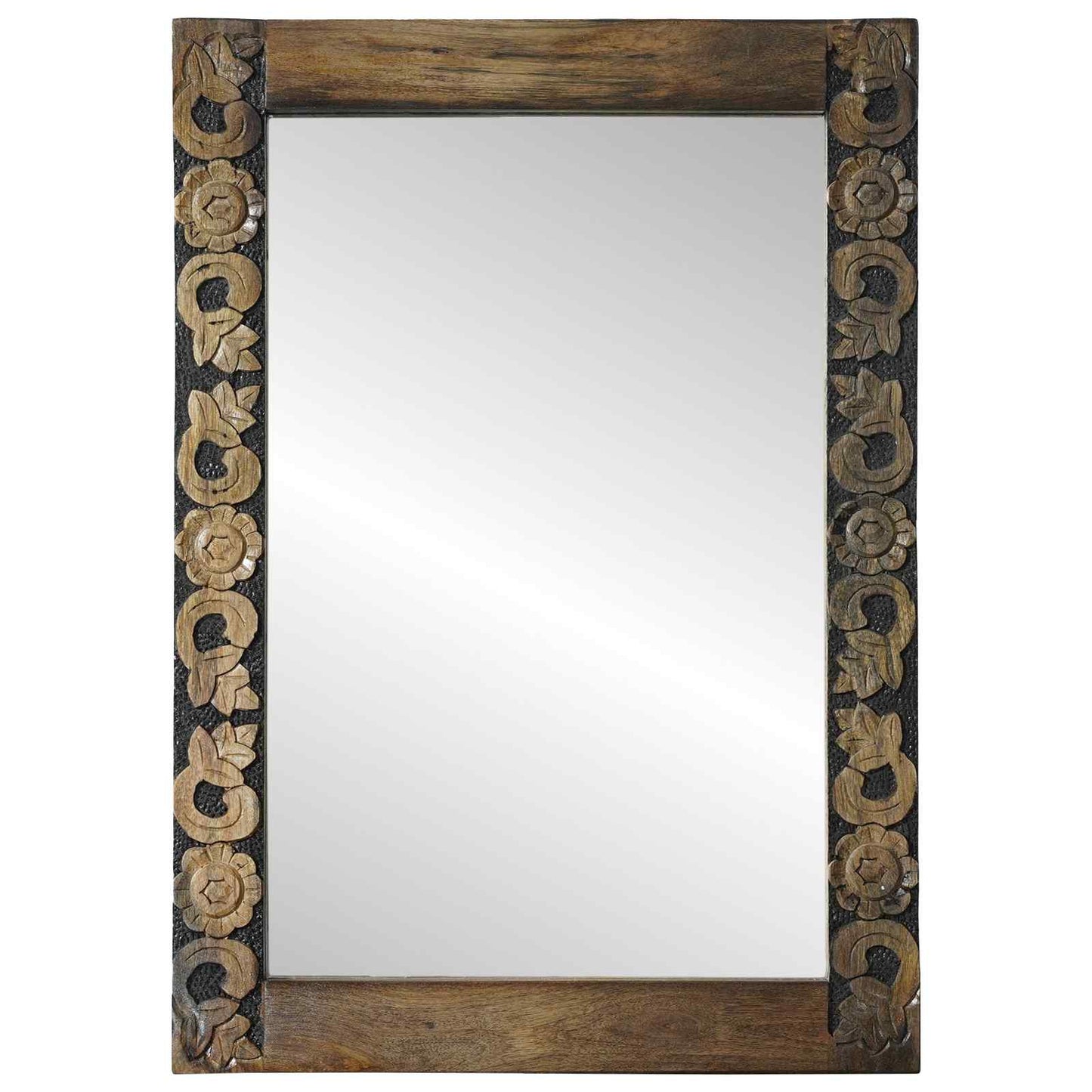 Fali tükör Walnut barna 70 x 50 cm Szerelt fa és Üveg
