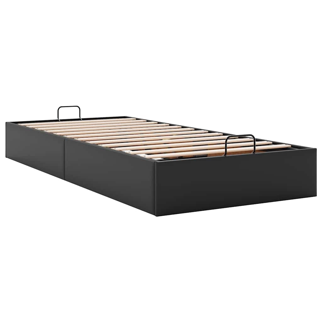 Ottomán ágykeret matrac nélkül fekete 80x200 cm műbőr