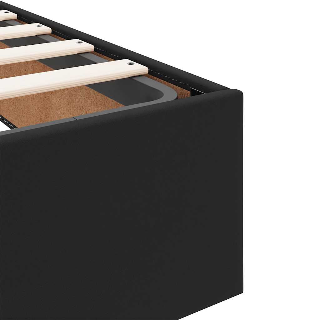 Ottomán ágykeret matrac nélkül fekete 140x200 cm műbőr