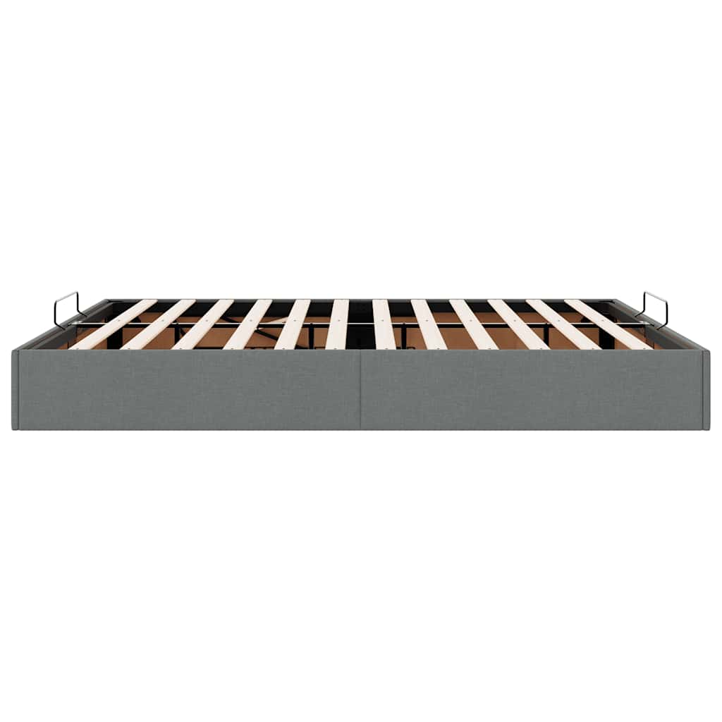 Ottomán sötétszürke szövet ágykeret matrac nélkül 200 x 200 cm