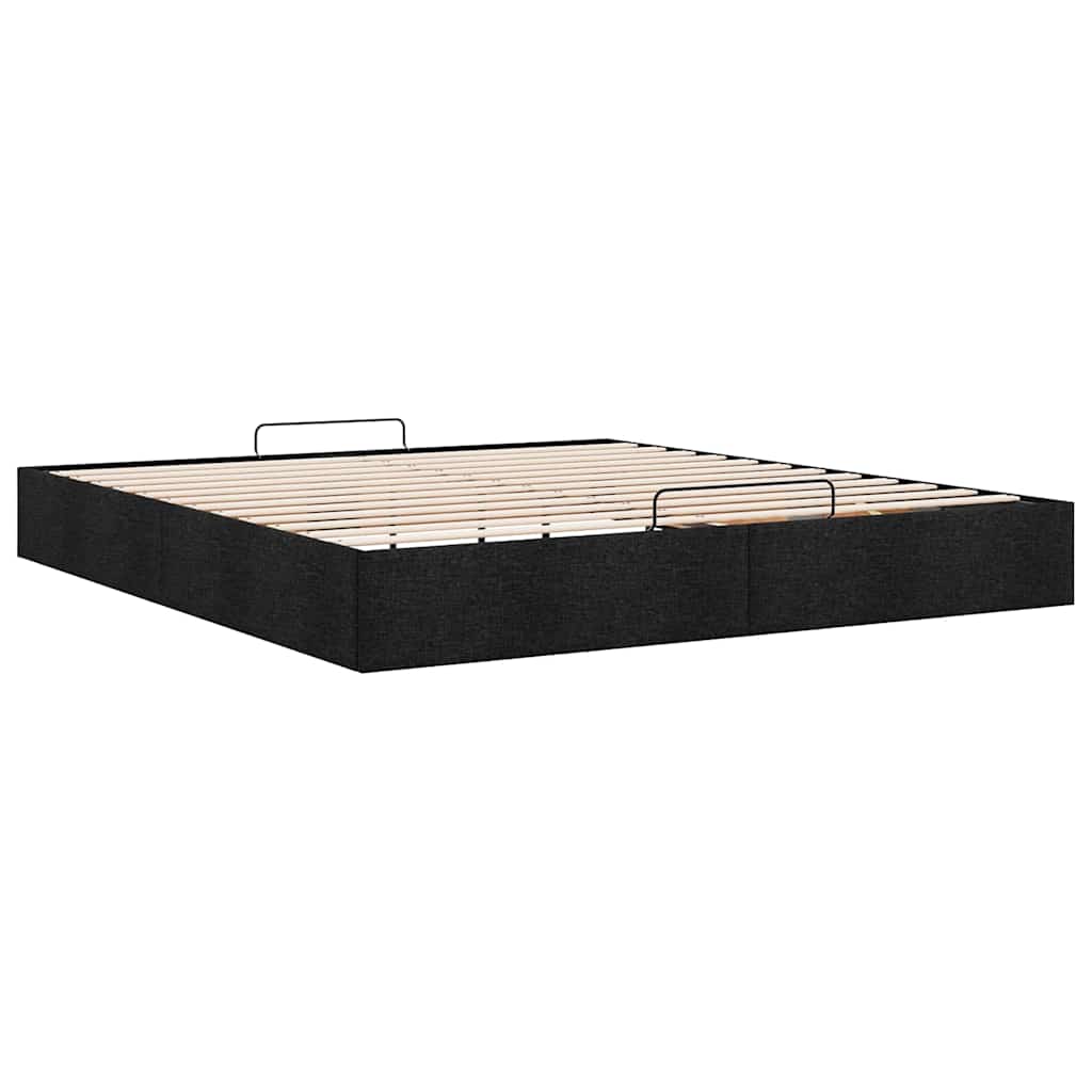 Ottomán fekete szövet ágykeret matrac nélkül 200 x 200 cm