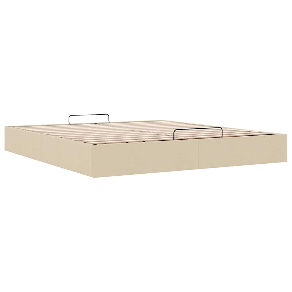 Ottomán krémszínű szövet ágykeret matrac nélkül 200 x 200 cm