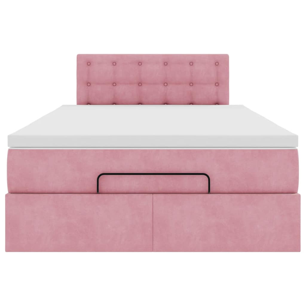 Ottomán ágykeret matraccal rózsaszín 120x200cm bársony