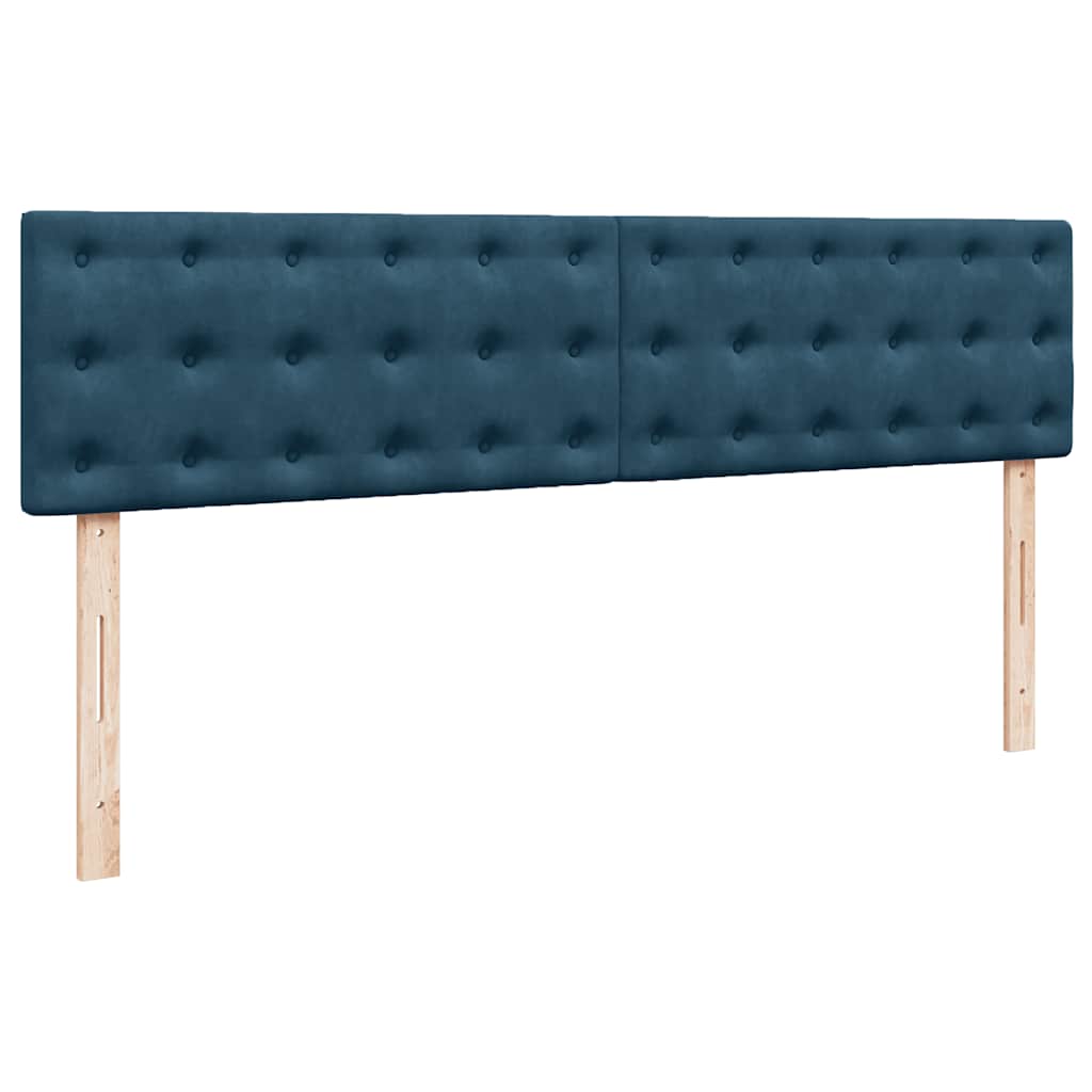 Ottomán ágykeret matraccal sötétkék 200x200 cm bársony