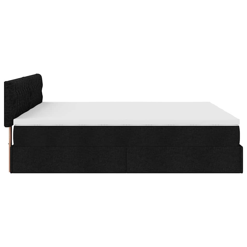 Ottomán ágykeret matracokkal Fekete 180x200cm szövet