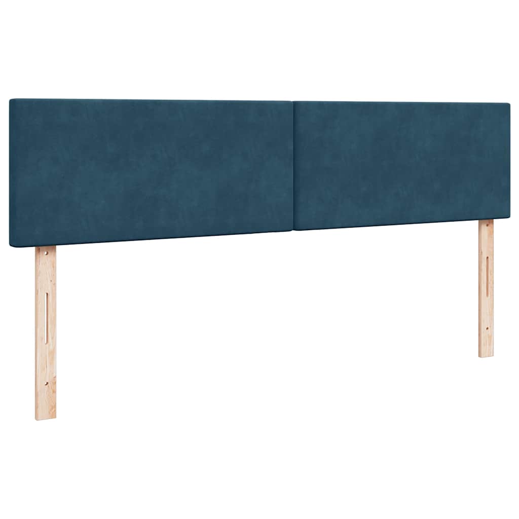 Ottomán ágykeret matracokkal Sötétkék 200x200cm bársony