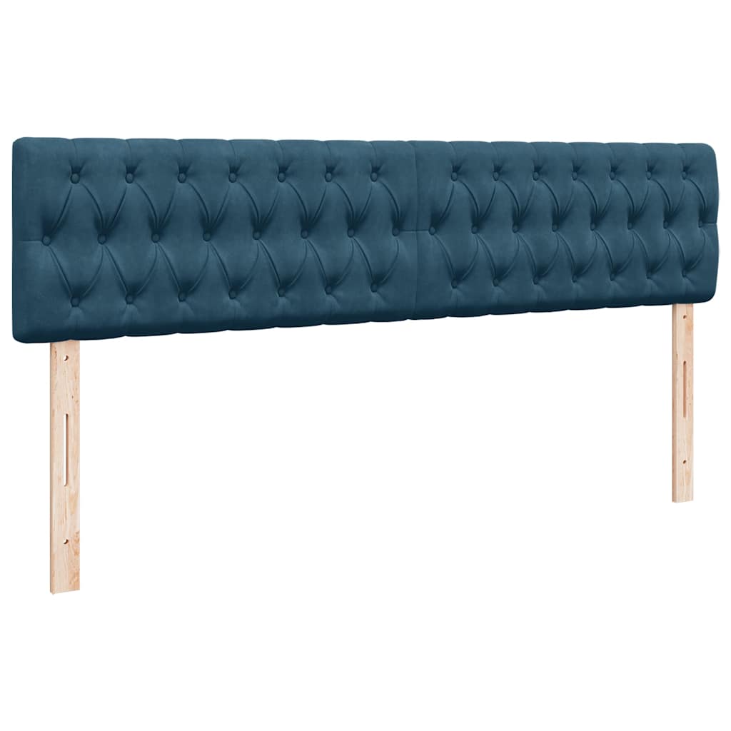 Ottomán ágykeret matracokkal Sötétkék 200x200cm bársony