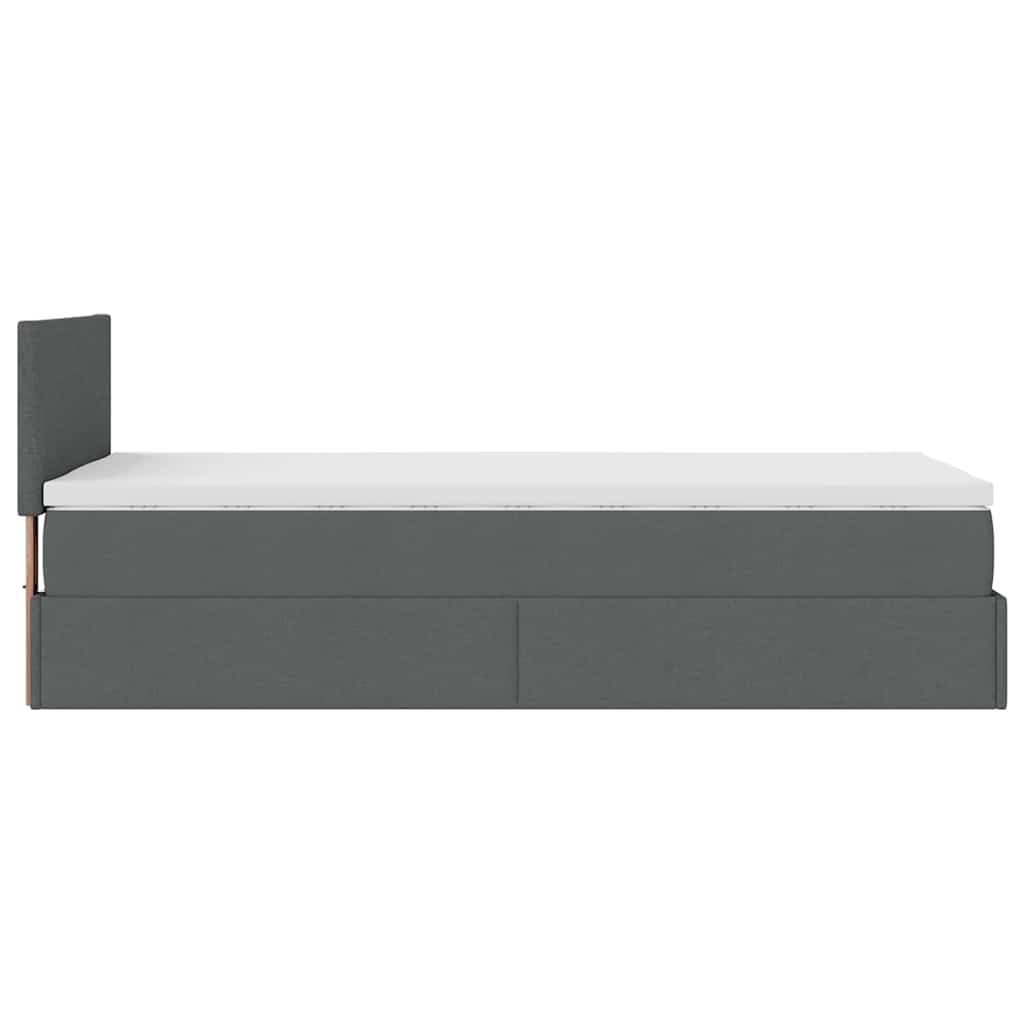 sötétszürke szövet ottomán ágy matraccal & LED-ek 80x200cm