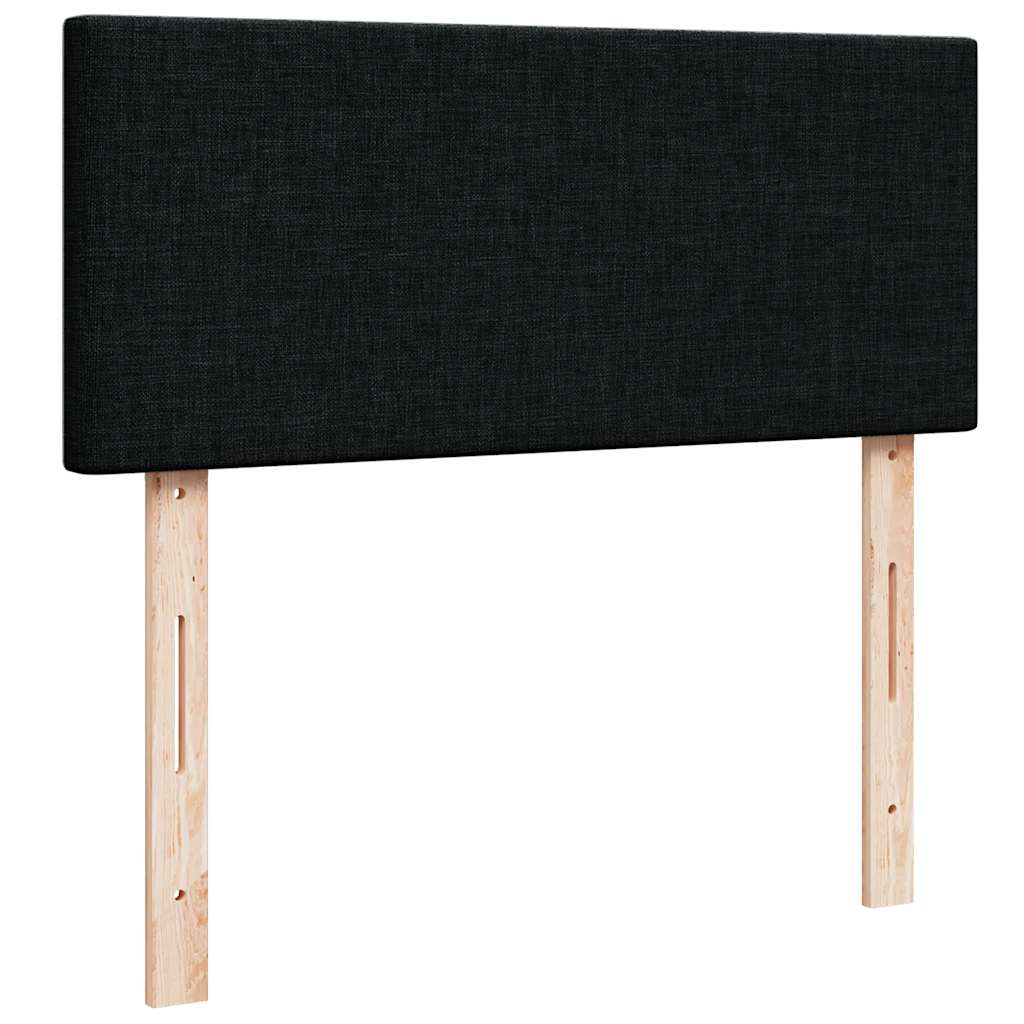 fekete szövet ottomán ágy matraccal & LED-ek 120x190 cm