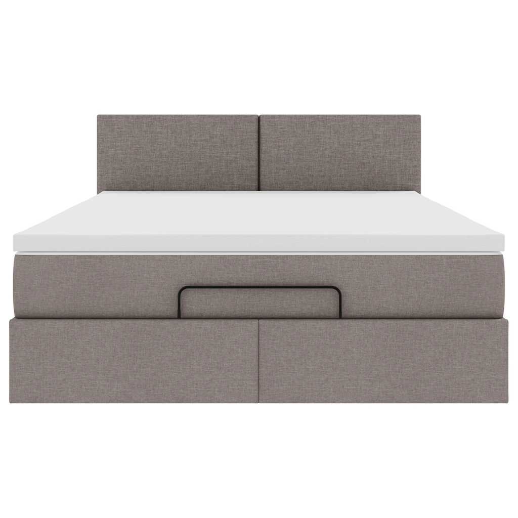 Ottomán ágy matraccal & LED-ek Taupe 140x190 cm anyaggal