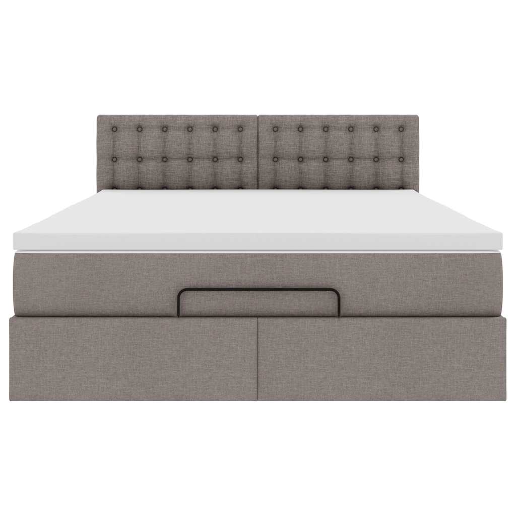 Ottomán ágy matraccal & LED-ek Taupe 140x190 cm anyaggal