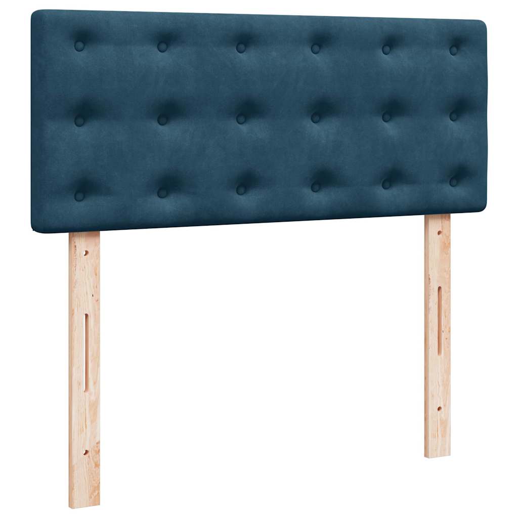 sötétkék bársony ottomán ágy matraccal & LED-ek 120x190cm