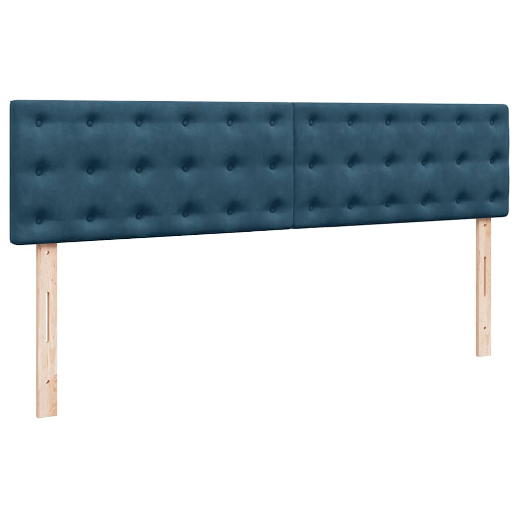 Ottomán ágy matracokkal & LED-ek Sötétkék 200x200cm bársony