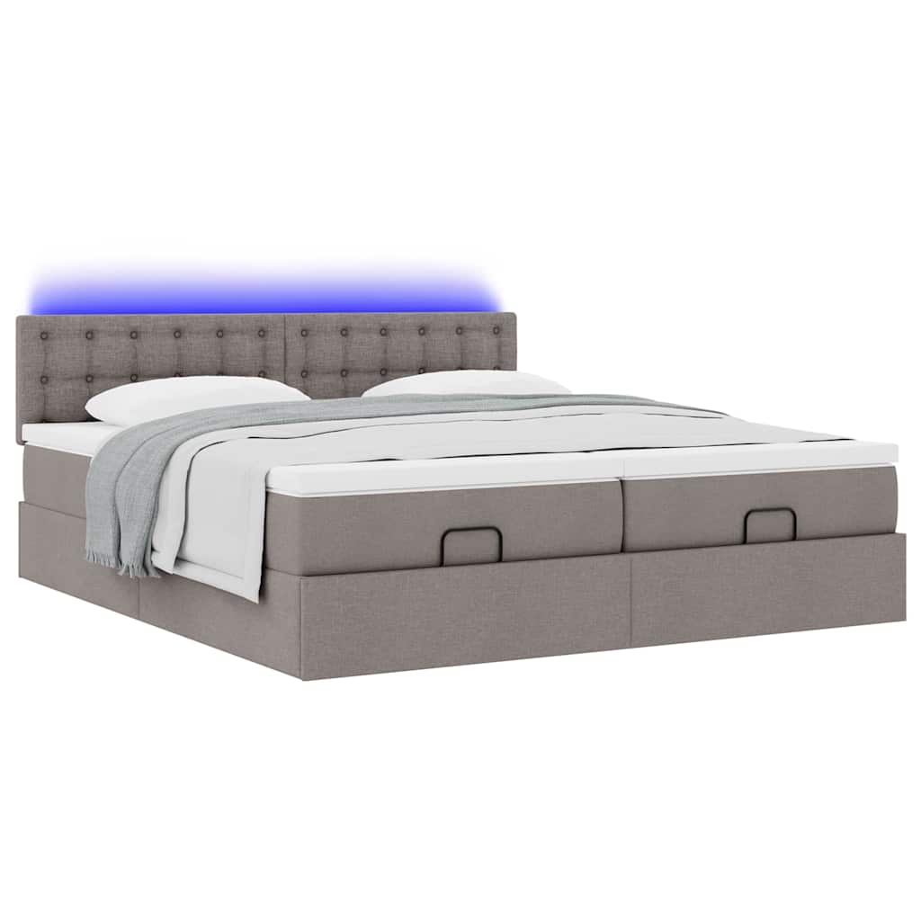 oszmán ágykeret matracokkal Taupe 180x200cm szövet
