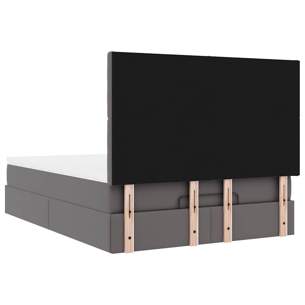 Ottomán ágykeret matraccal Szürke 140x190cm műbőrrel