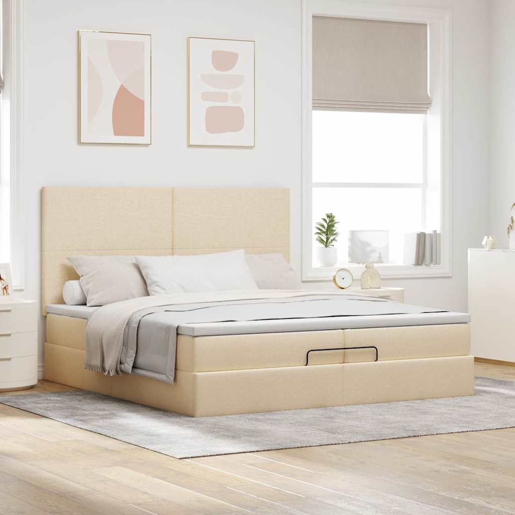 oszmán ágykeret matracokkal krém 200x200cm szövet