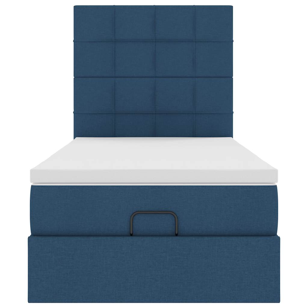 Ottomán ágykeret matraccal kék 90x190cm szövet