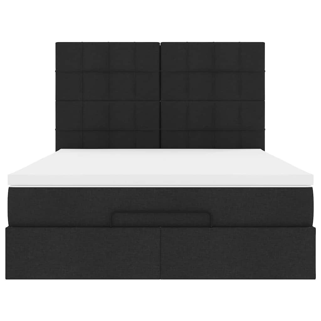 Ottomán ágykeret matraccal fekete 140x190cm szövet