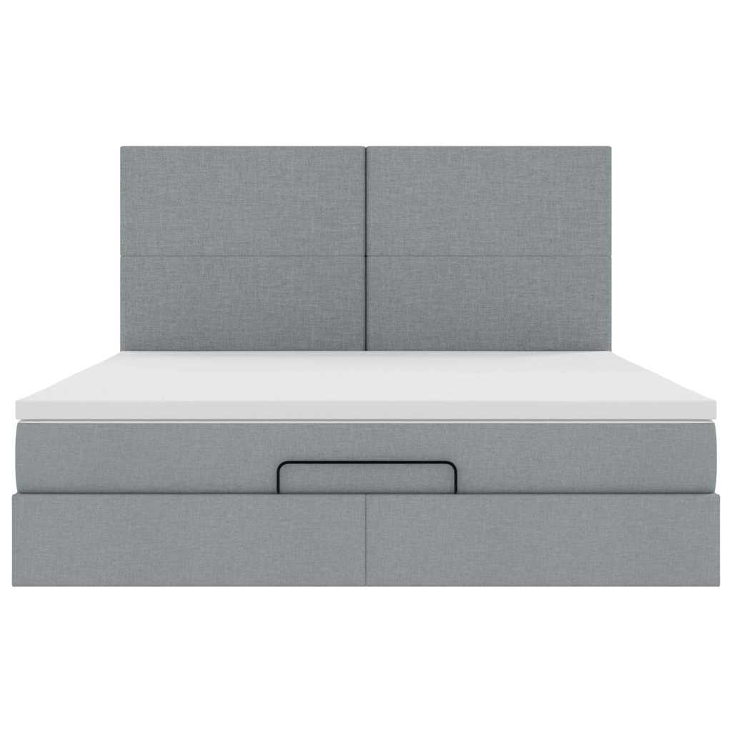 Ottomán ágykeret matraccal világosszürke 180x200cm szövet