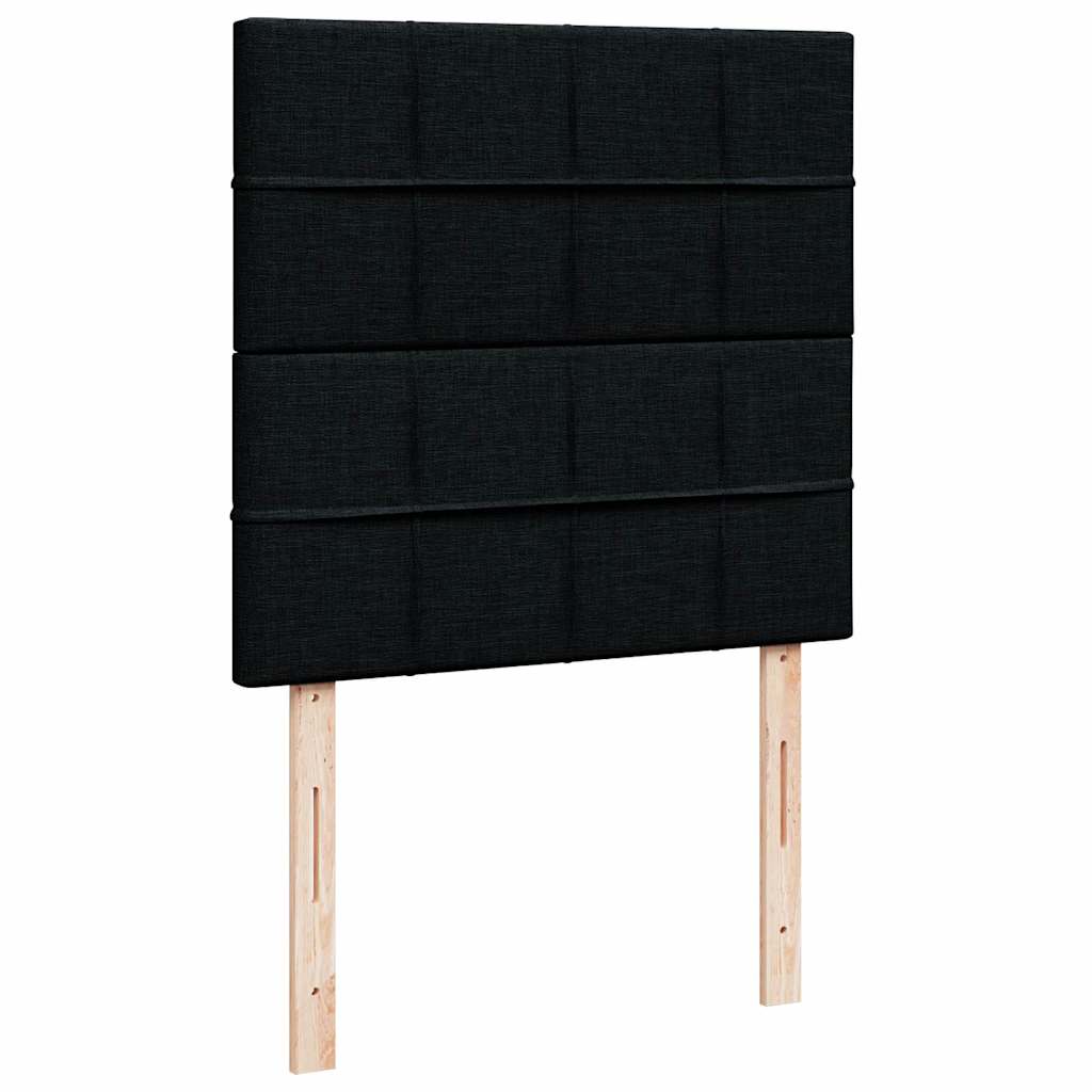 fekete szövet ottomán ágy matraccal & LED-ek 80x200cm