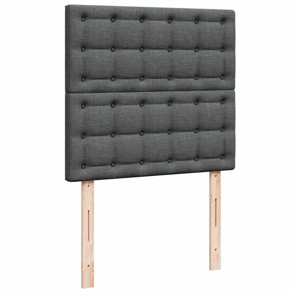 sötétszürke szövet ottomán ágy matraccal & LED-ek 90x200 cm