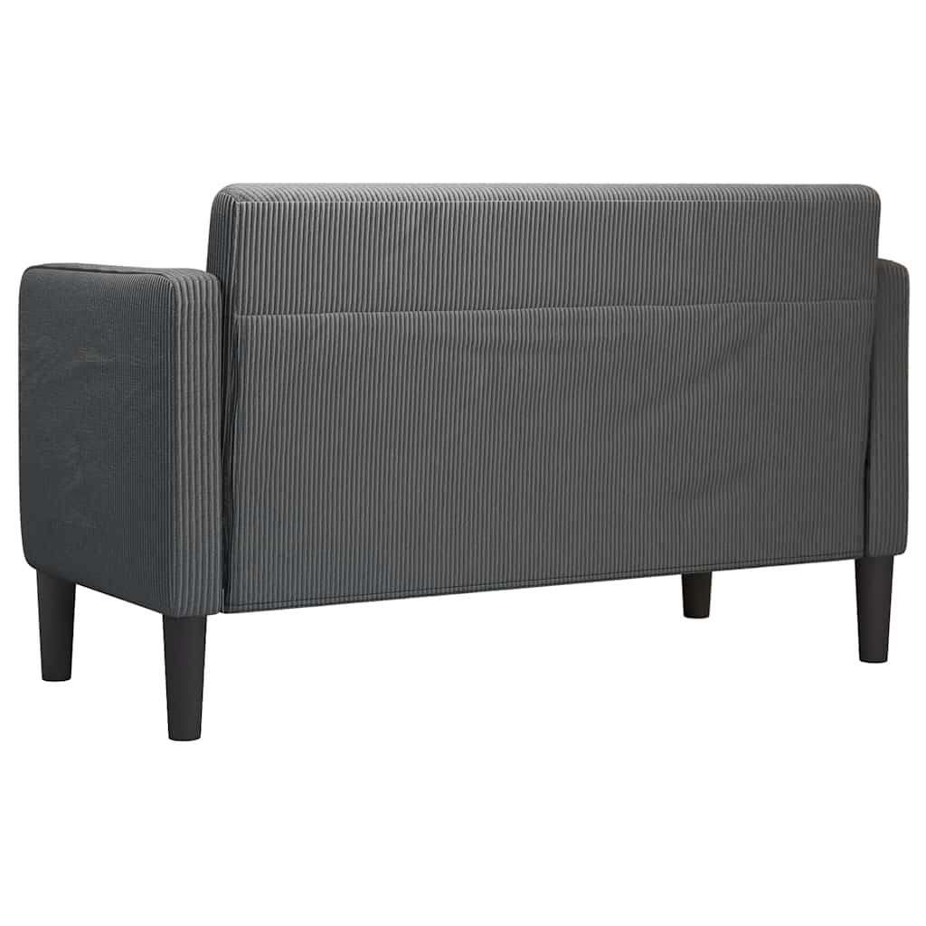 sötétszürke kordbársony szövet loveseat kanapé 109 cm