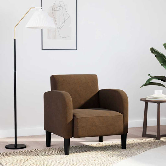 barna műbőr kanapé szék karfával 54 cm