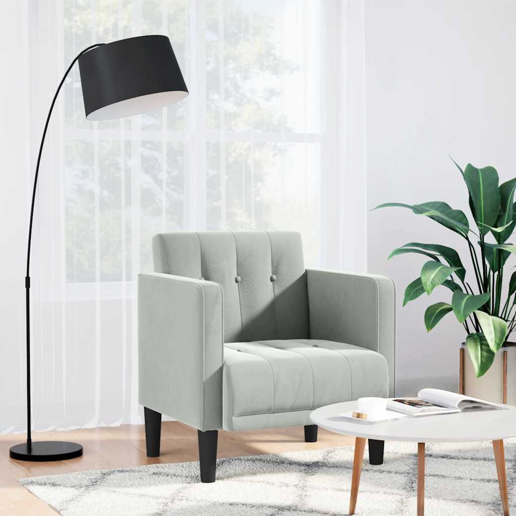 világosszürke bársony kanapészék karfás szék 53 cm
