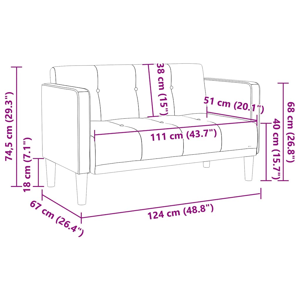 sötétszürke szövet loveseat kanapé 111 cm