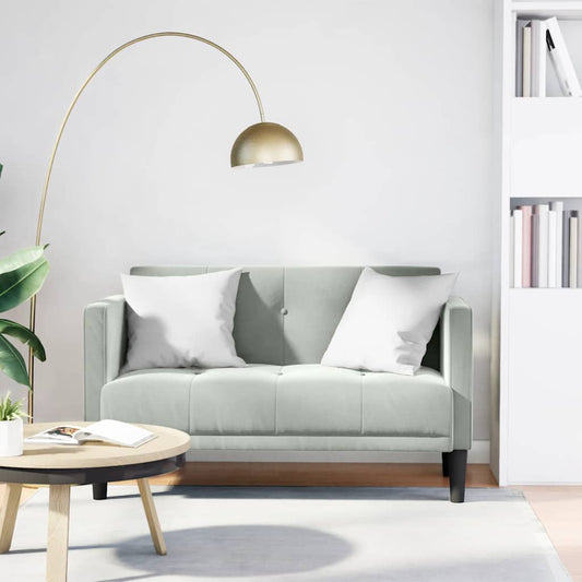 világosszürke bársony loveseat kanapé 111 cm
