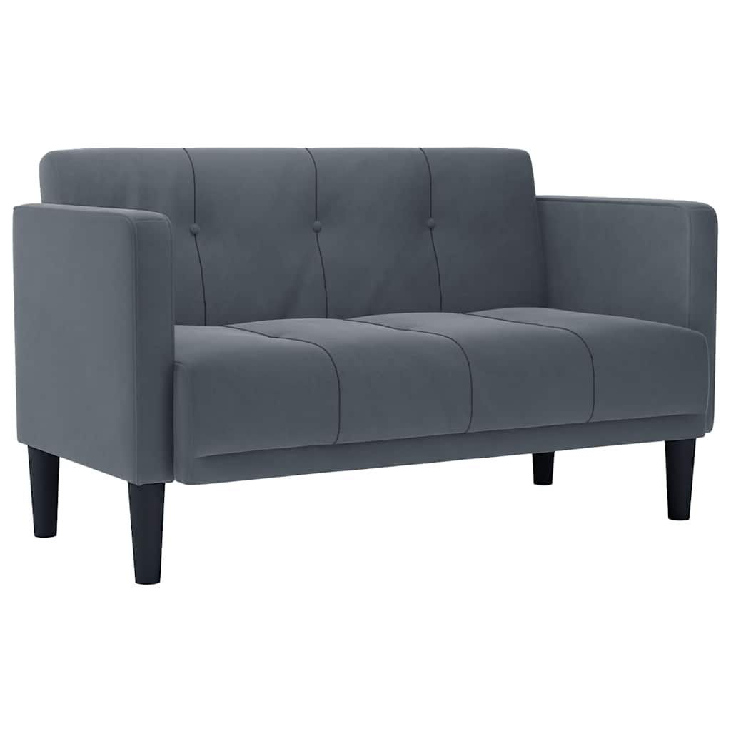 sötétszürke bársony loveseat kanapé 111 cm