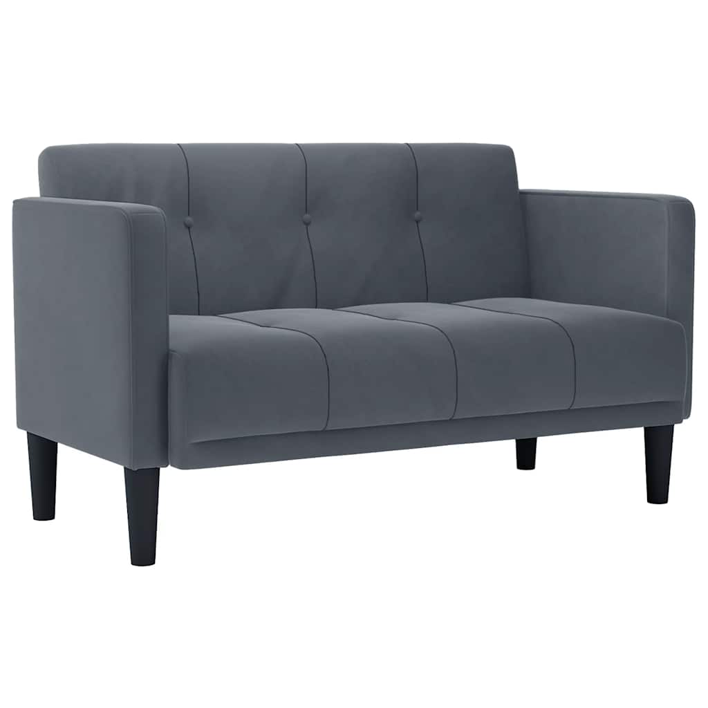 sötétszürke bársony loveseat kanapé 111 cm