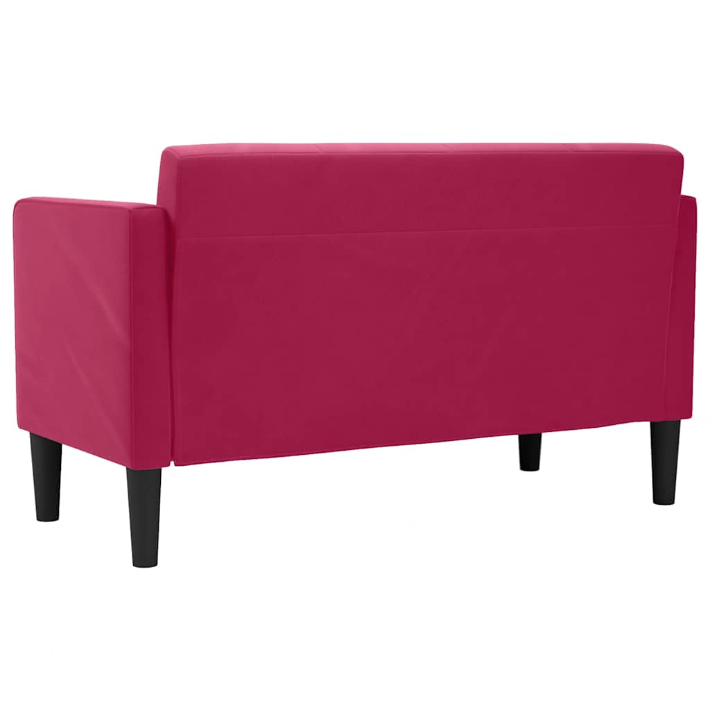 bordó bársony loveseat kanapé 111 cm