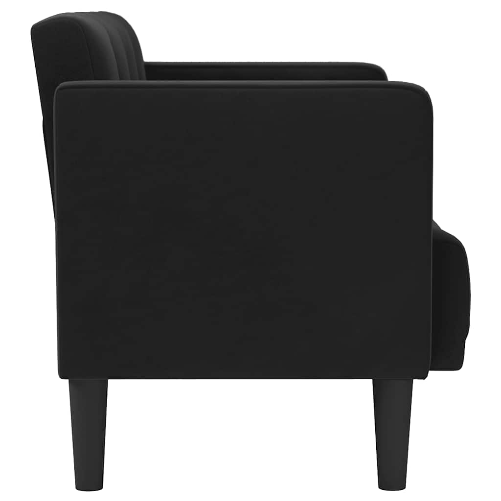 fekete bársony loveseat kanapé 111 cm