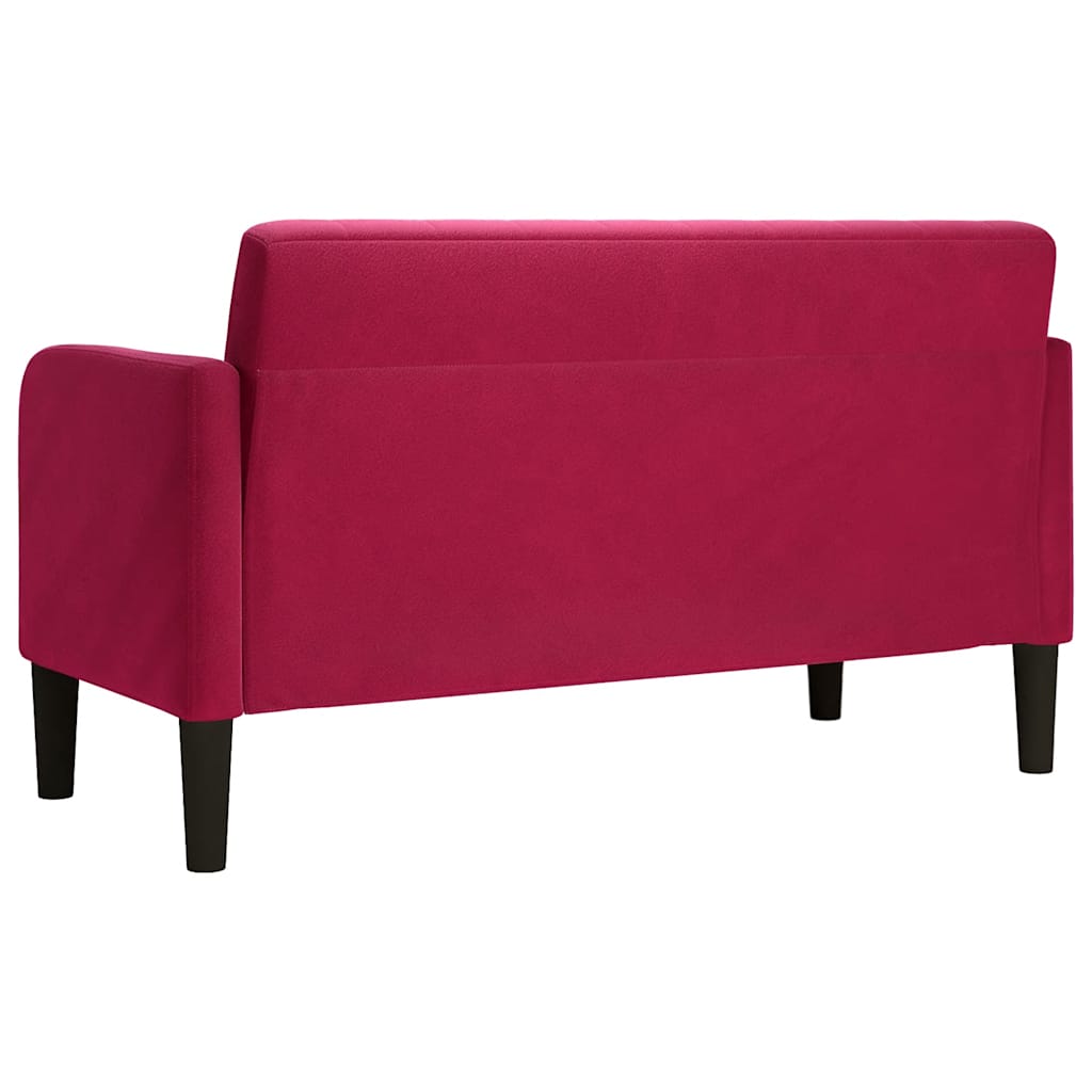 bordó bársony loveseat kanapé 109 cm