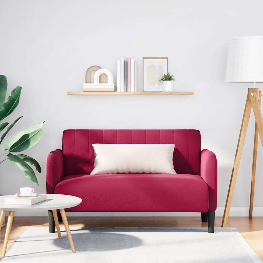 bordó bársony loveseat kanapé 109 cm