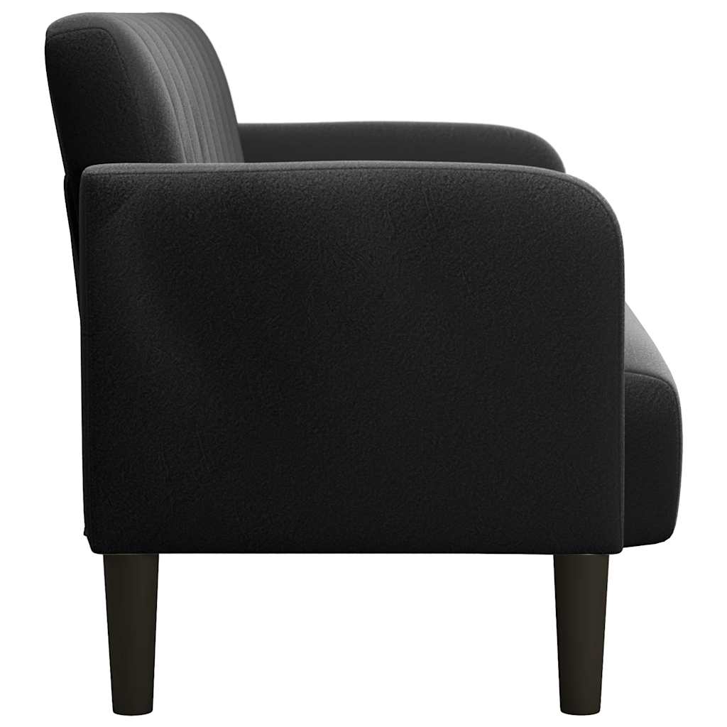 fekete bársony loveseat kanapé 109 cm
