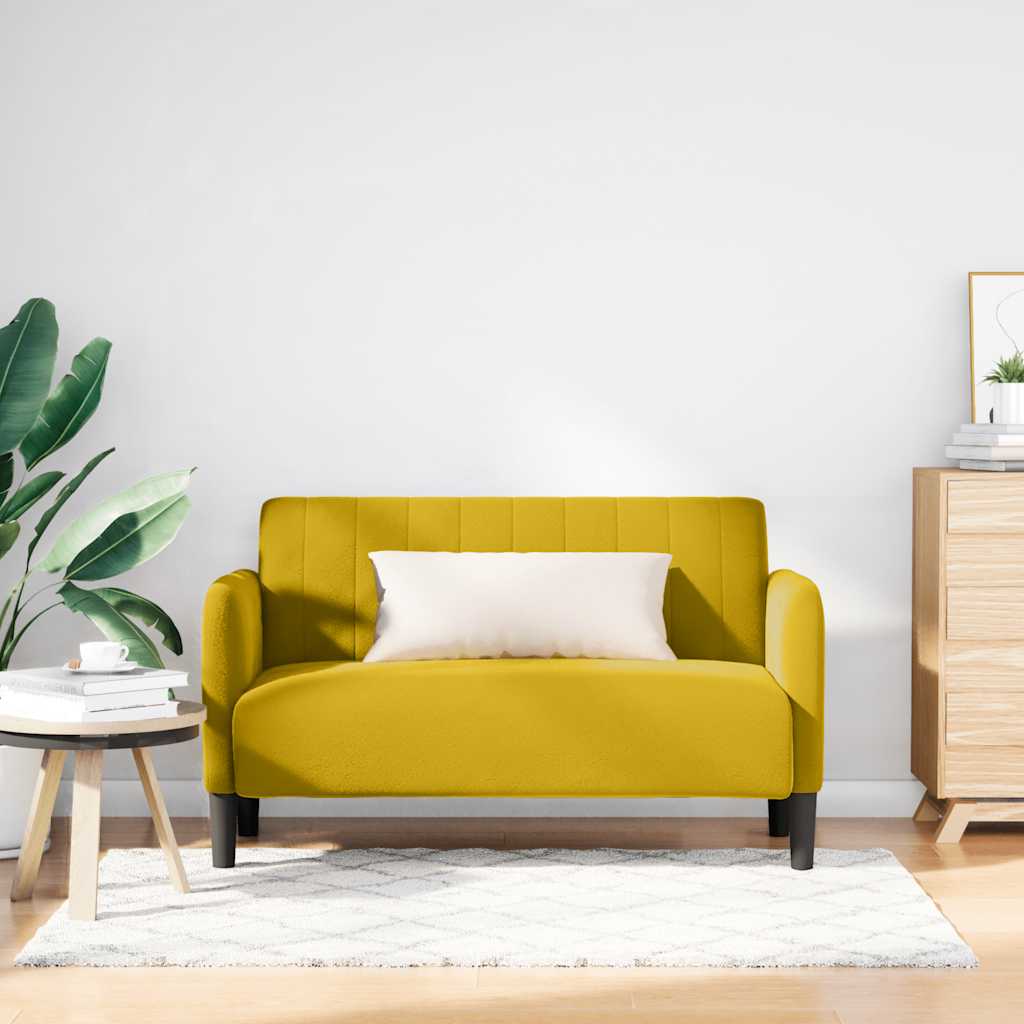 sárga bársony loveseat kanapé 109 cm