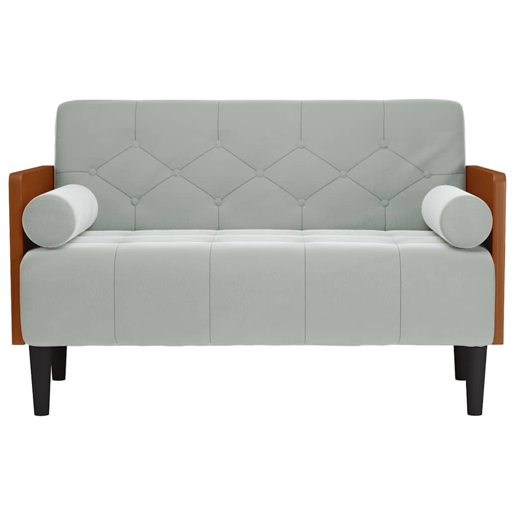 világosszürke bársony loveseat kanapé párnákkal 110 cm